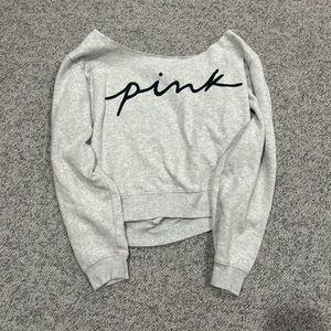 Women’s medium VS PINK cropped off -the-shoulder sweatshirt